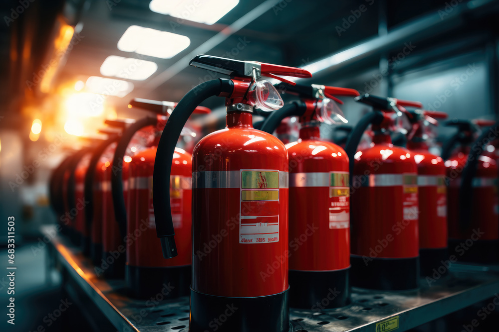 The fire extinguishers.