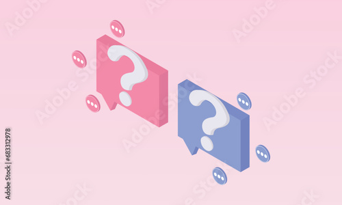 3d minimal question mark icon sign or ask FAQ and QA answer solution information. Have a question, question answer sign or problem with cartoon 3d style concept.on pastel pink background.