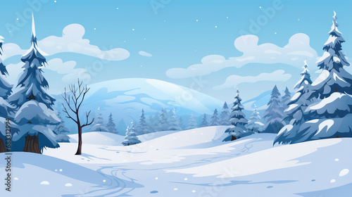 snowy landscape vector illustration © Sunanta