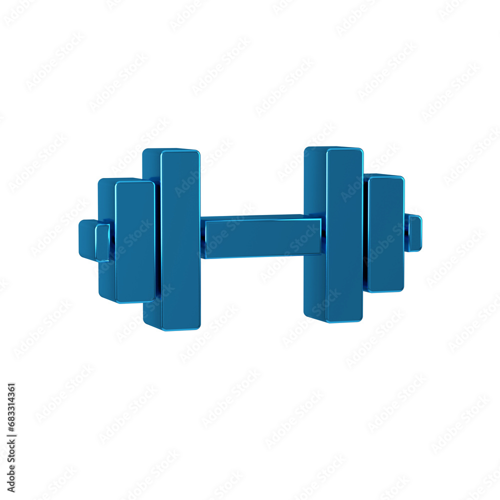Blue Dumbbell icon isolated on transparent background. Muscle lifting icon, fitness barbell, gym, sports equipment, exercise bumbbell.