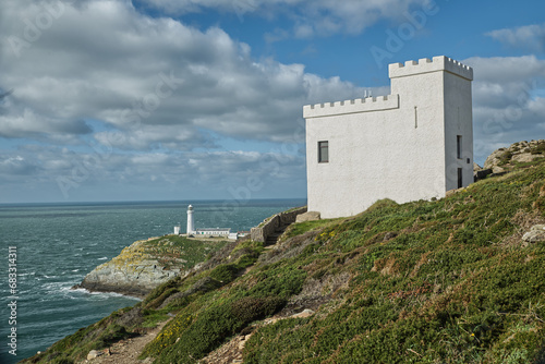 Coastguard lookout and South Stack Lighthouse Anglesey Wales UK