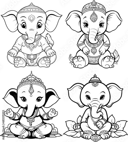 Hindu lord (bal ganesha) coloring page