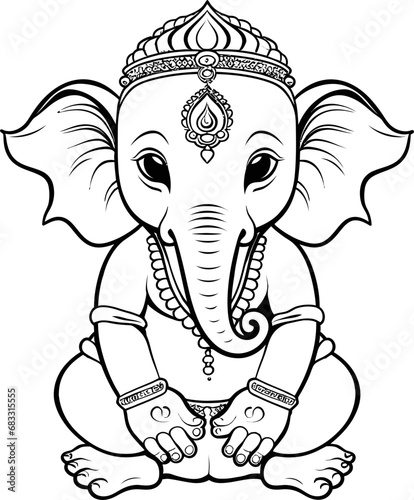 Hindu lord (bal ganesha) coloring page