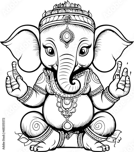 Hindu lord (bal ganesha) coloring page