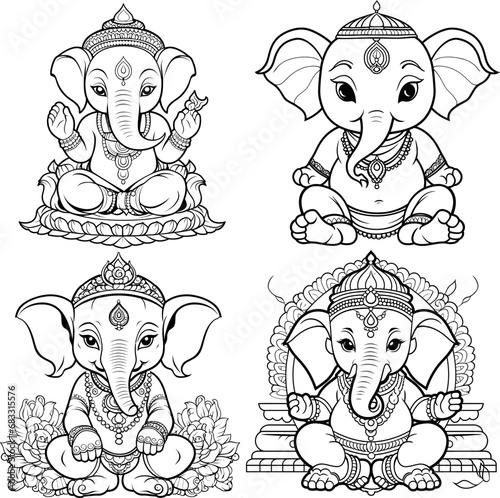 Hindu lord (bal ganesha) coloring page