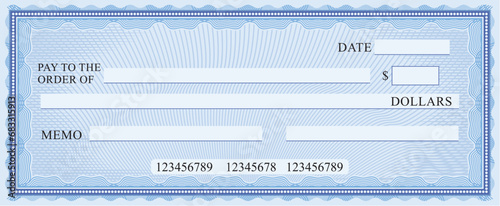 Blank Check (Business Cheque Design) Color. Vector Illustration.