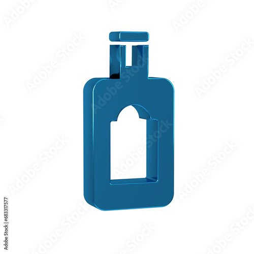 Blue Whiskey bottle icon isolated on transparent background.