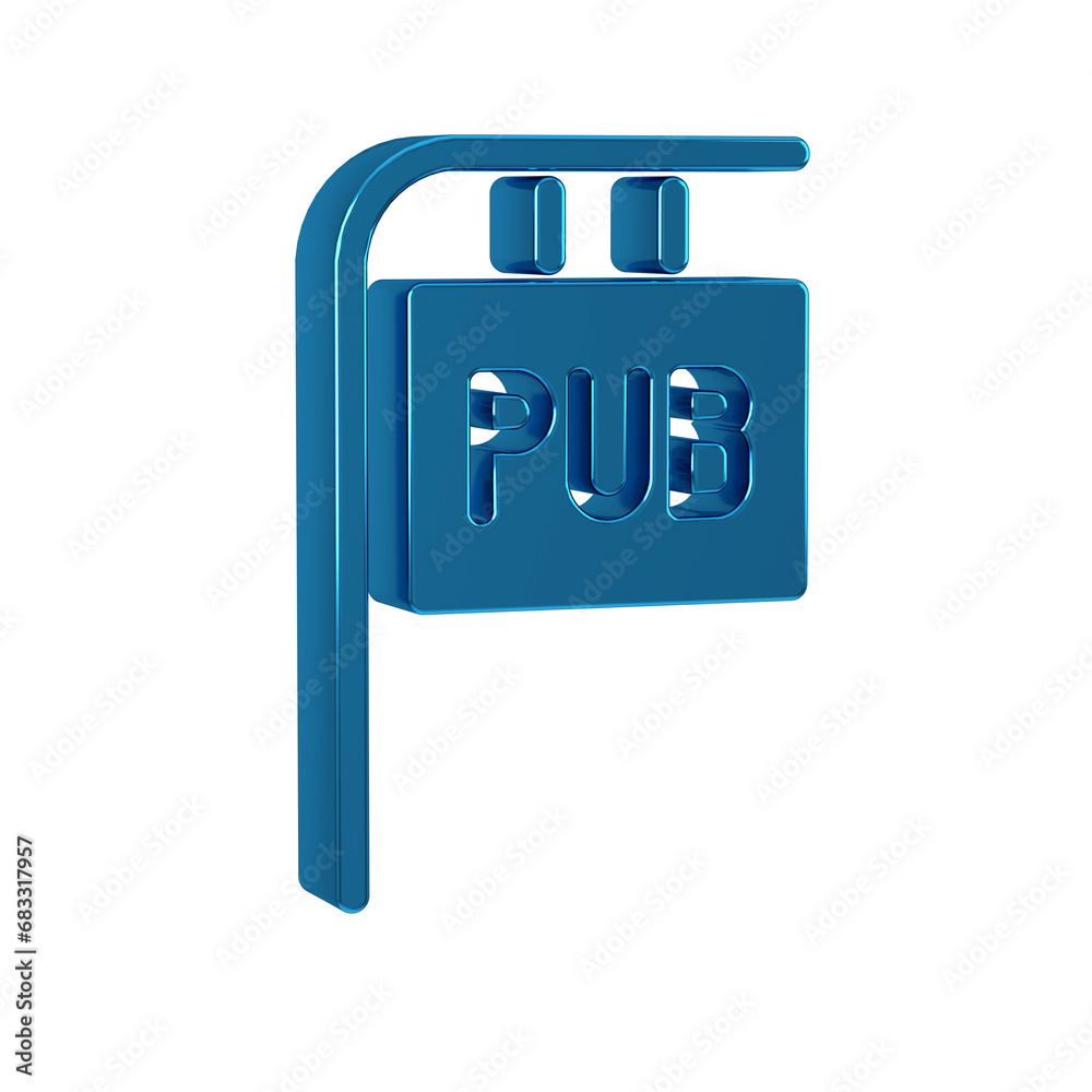 Blue Street signboard with inscription Pub icon isolated on transparent background. Suitable for advertisements bar, cafe, restaurant. Blue Street signboard with inscription Pub icon isolated on transparent background. Suitable for advertisements bar, cafe, restaurant.