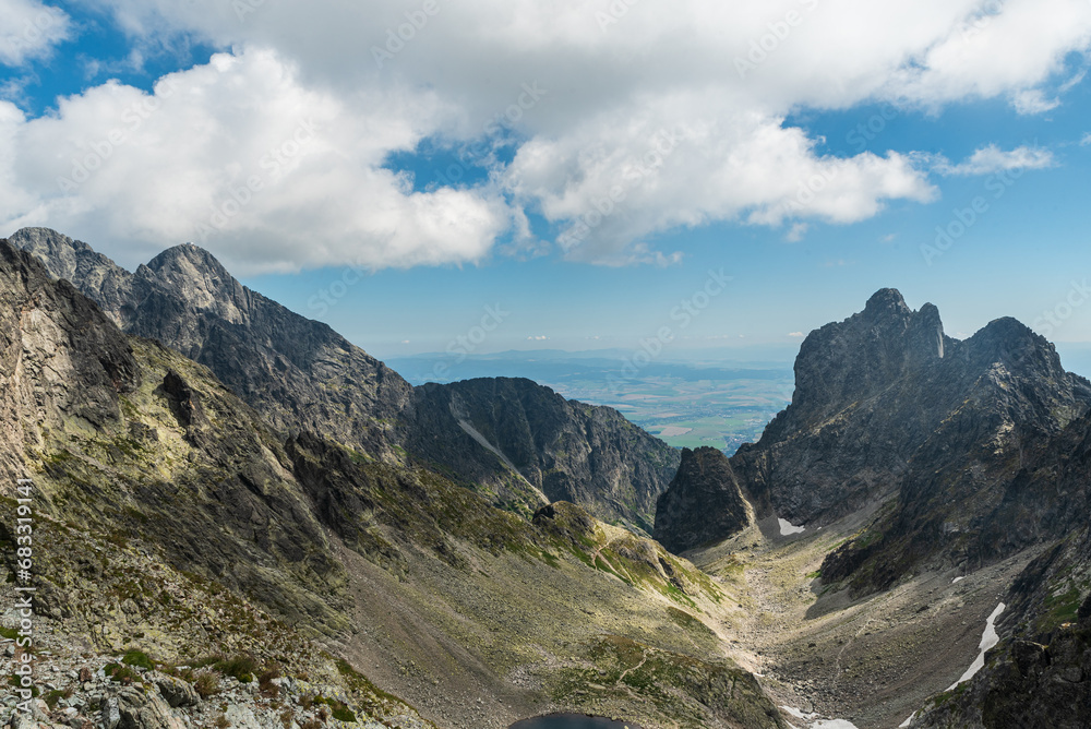 Highest part of Mala Studena dolina valley with peaks above in High Tatras mountains in Slovakia Highest part of Mala Studena dolina valley with peaks above in High Tatras mountains in Slovakia