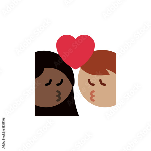 Kiss: Woman, Man, Dark Skin Tone, Medium-Skin Tone  © sgra