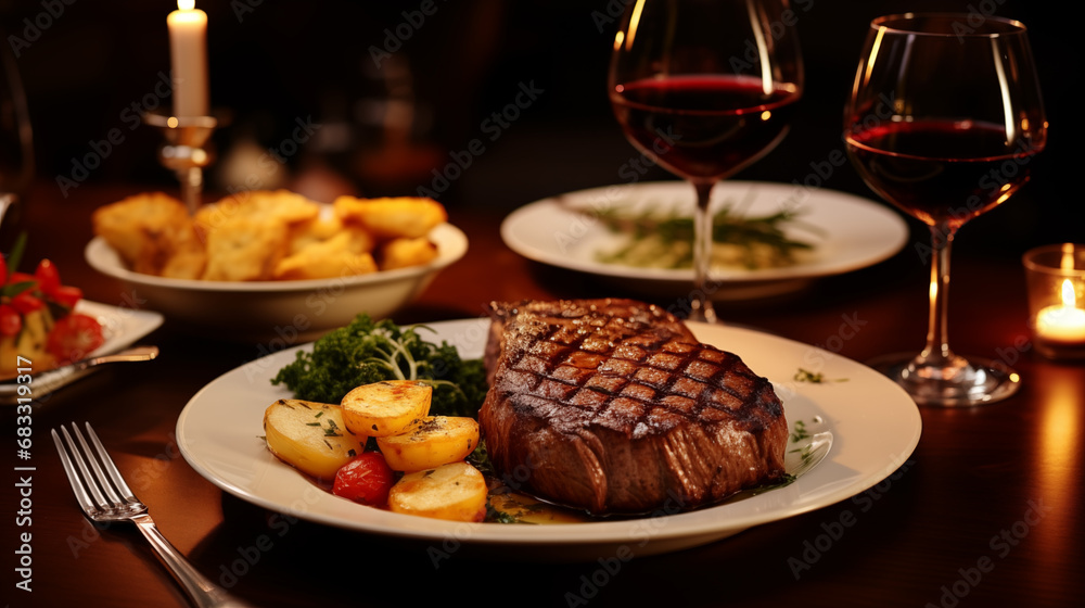 Perfectly Grilled Steak with Potatoes and Red Wine Perfectly Grilled Steak with Potatoes and Red Wine