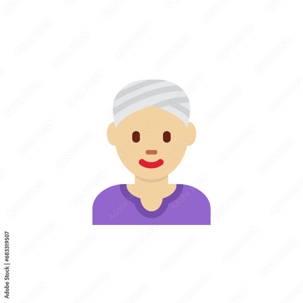 Woman Wearing Turban: Medium-Light Skin Tone Woman Wearing Turban: Medium-Light Skin Tone