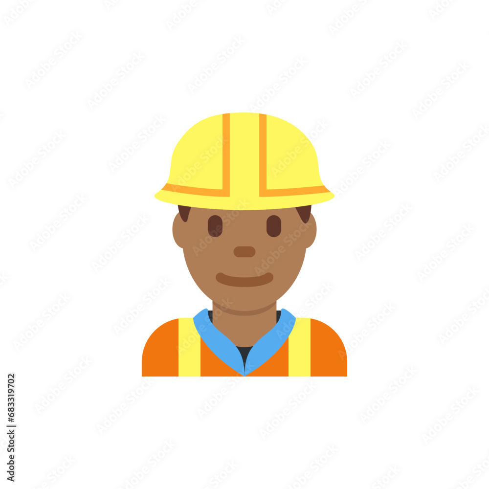 Man Construction Worker: Medium-Dark Skin Tone Man Construction Worker: Medium-Dark Skin Tone