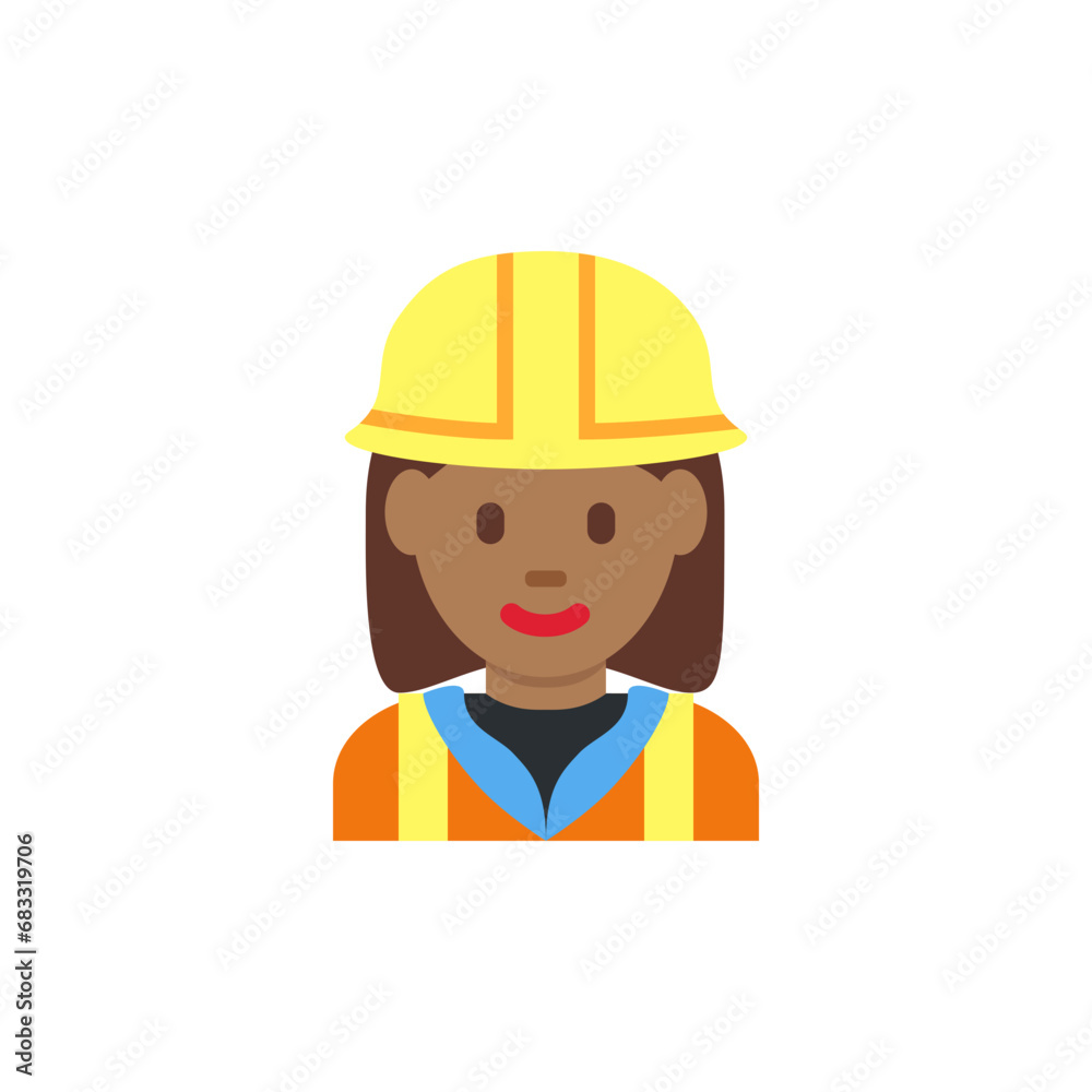 Woman Construction Worker: Medium-Dark Skin Tone Woman Construction Worker: Medium-Dark Skin Tone