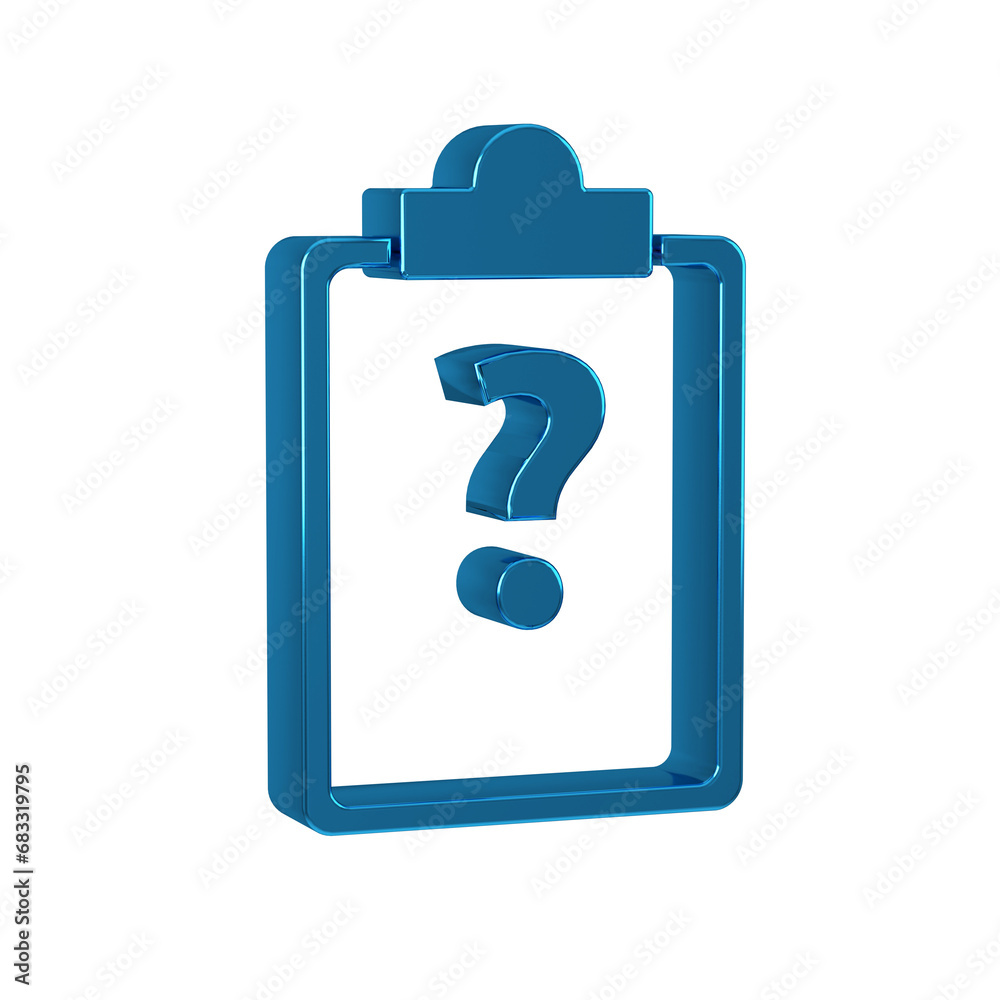 Blue Clipboard with question marks icon isolated on transparent background. Survey, quiz, investigation, customer support questions concepts. Blue Clipboard with question marks icon isolated on transparent background. Survey, quiz, investigation, customer support questions concepts.