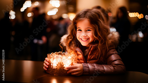 A girl preparing the festival of lights or Hanukkah