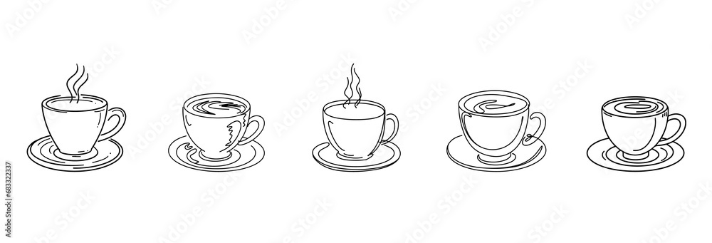 Bundle mit Verschiedenen Linearts von Heißen Kaffeebechern