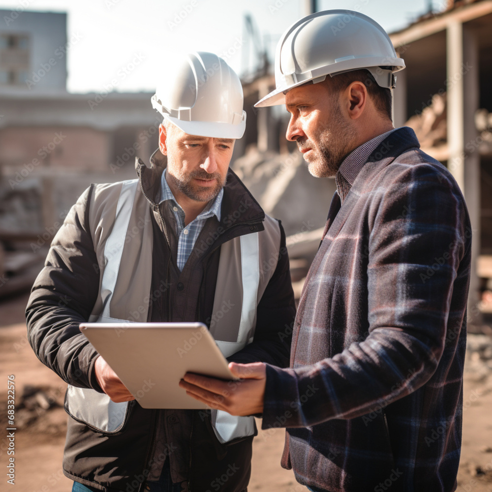 Architects looking at a tablet. Architects looking at a tablet.