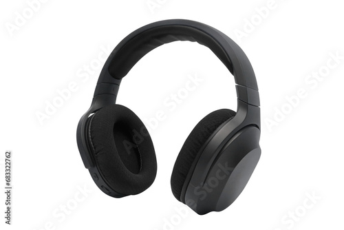 wireless overhead black headphones on a transparent background png photo