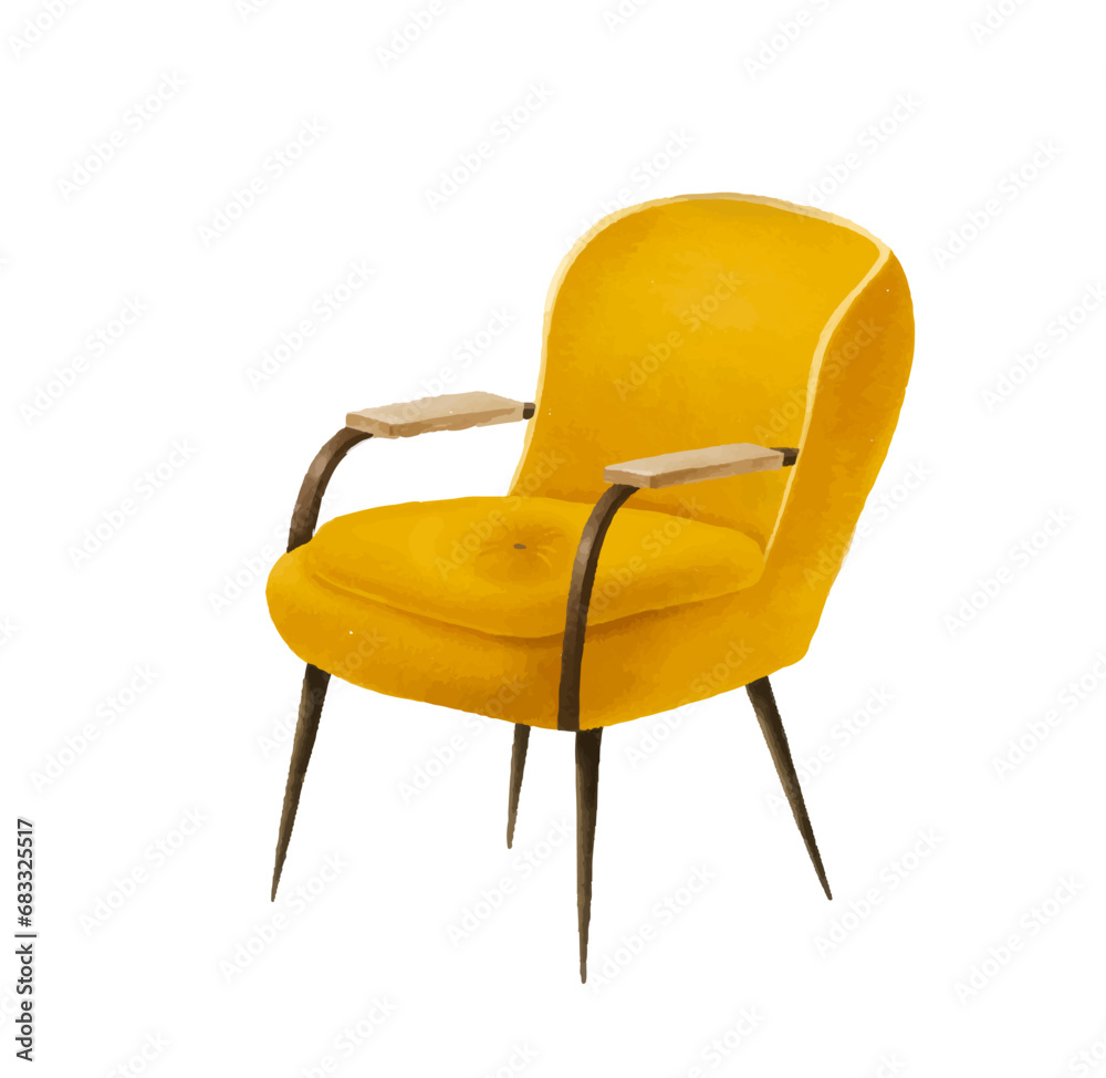 interior arm chair . Sofa and Furniture. Hand painted vector chair illustration interior arm chair . Sofa and Furniture. Hand painted vector chair illustration