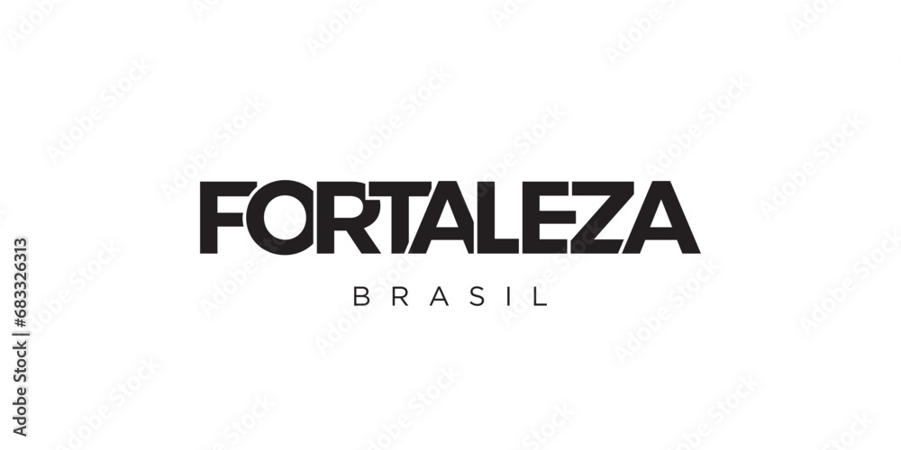 Fortaleza in the Brasil emblem. The design features a geometric style, vector illustration with bold typography in a modern font. The graphic slogan lettering. Fortaleza in the Brasil emblem. The design features a geometric style, vector illustration with bold typography in a modern font. The graphic slogan lettering.