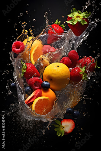 fruit about to be thrown water generative ai