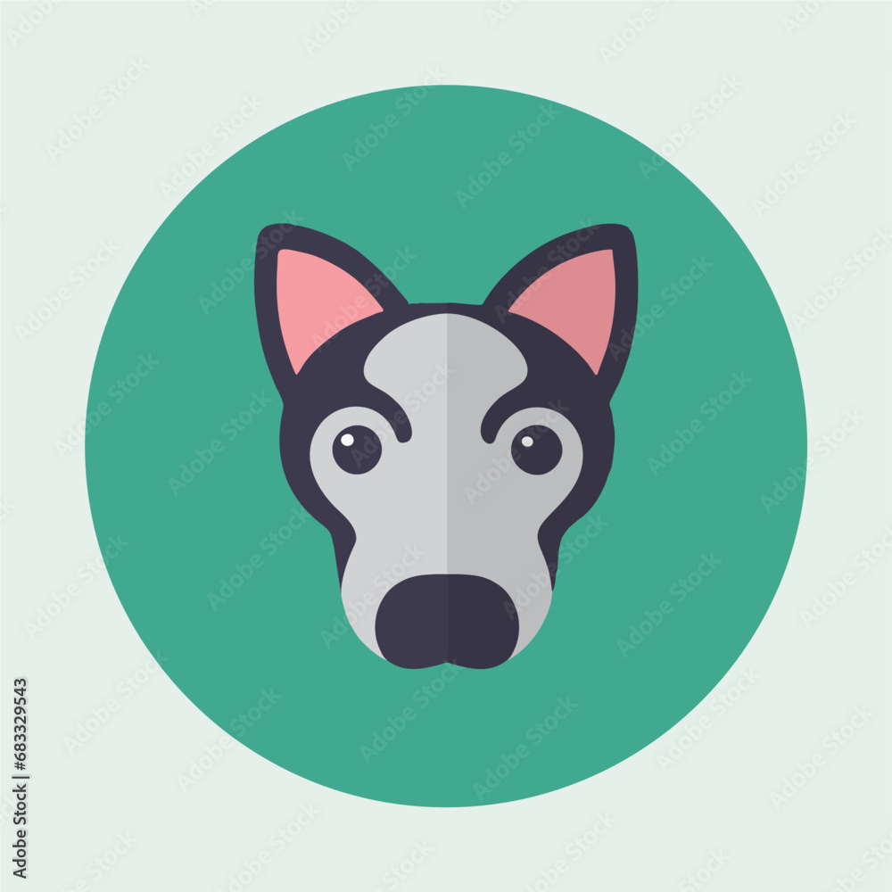 Dog head icon. Flat style. Cartoon dog face. Vector illustration isolated on white