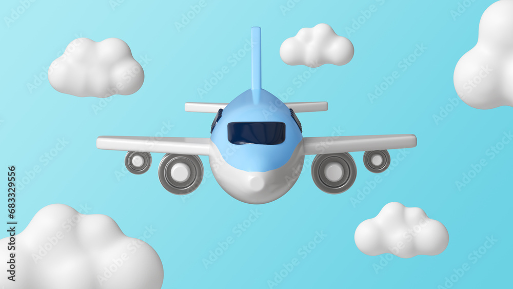 Airplane in the Sky with Clouds Stock Illustration | Adobe Stock