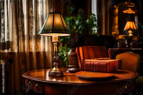 An antique lamp placed on the table