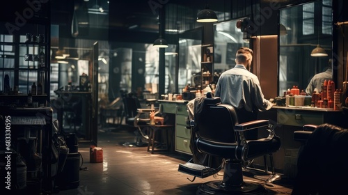 Barber in a barbershop © cherezoff