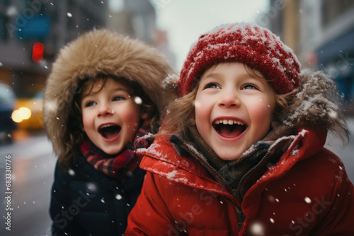 Happy Kids on a winter day.