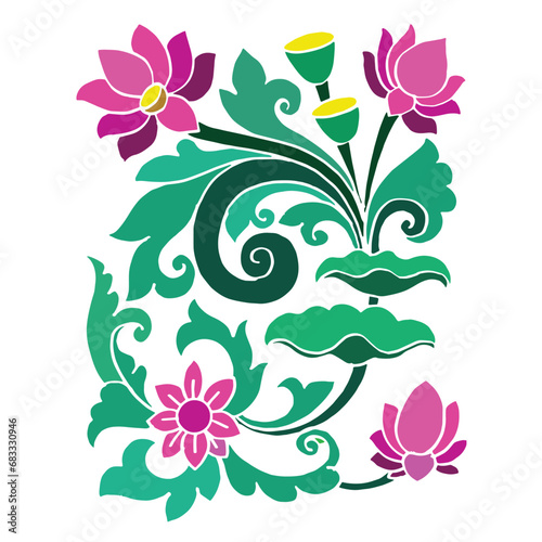 Ethnic lotus flower ornament hand drwan illustration , Background texture tamplate