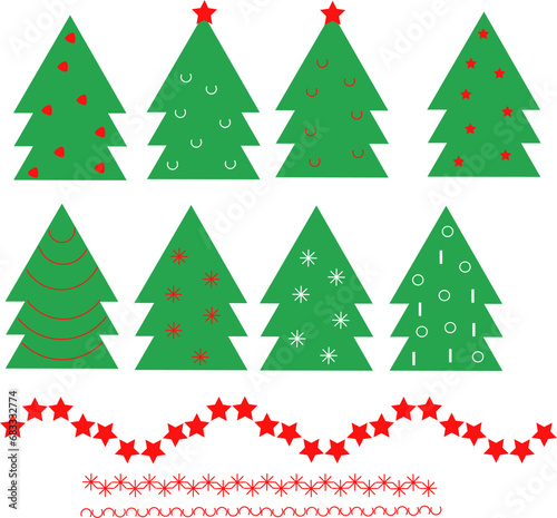 Set di alberi di Natale e cornici natalizie  photo