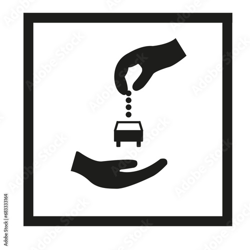 Panneau carré avec idéogramme indiquant une station de véhicules avec label d'autopartage