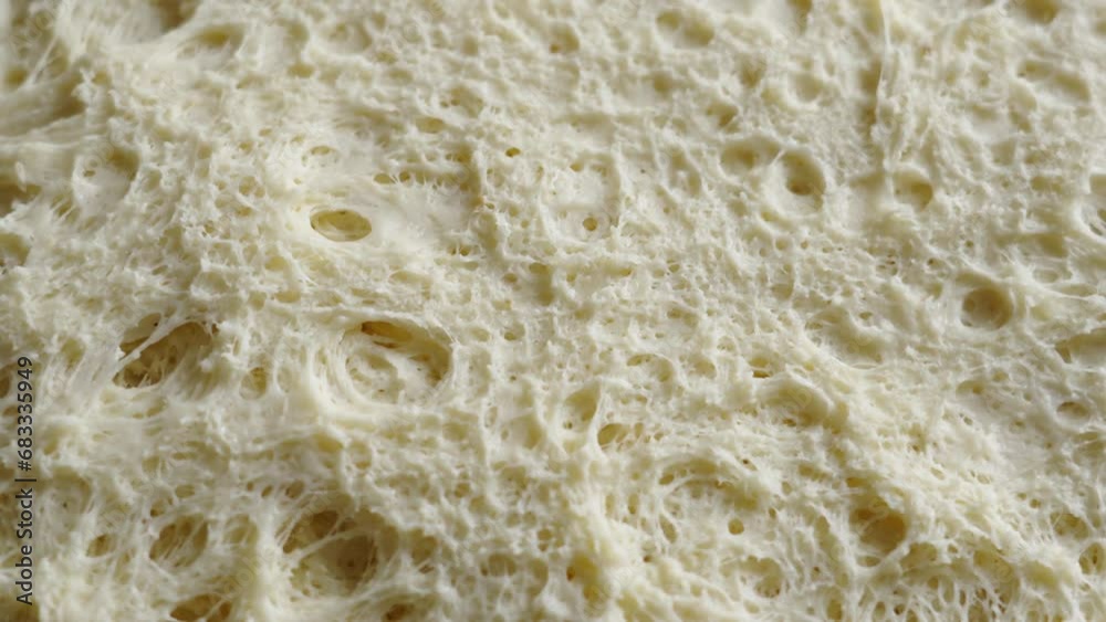 close-up of the yeast dough texture.