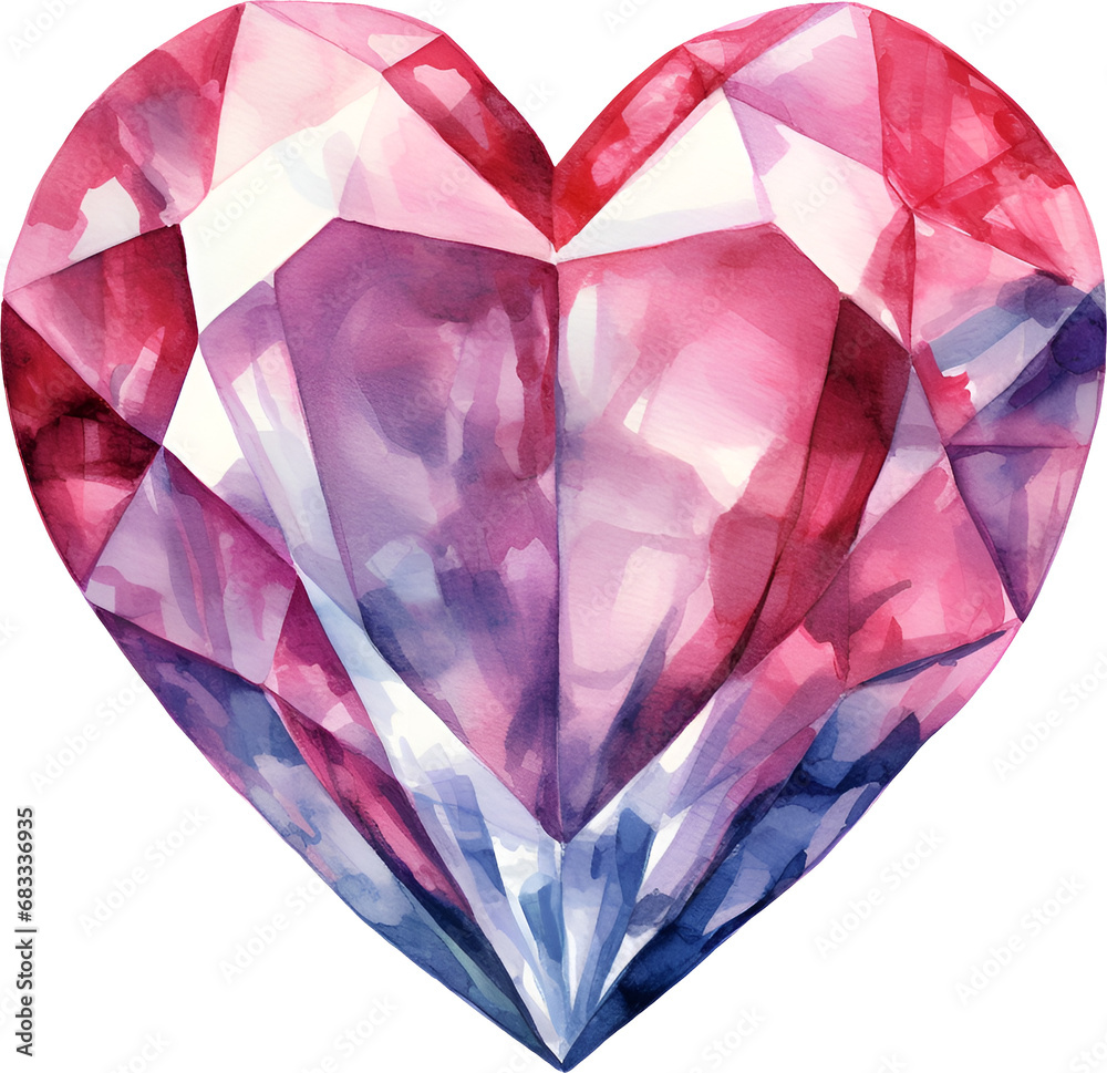 Diamond Heart Watercolor Clipart