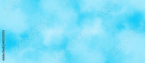 Blue sky background with white fluffy clouds .hand painted abstract soft sky blue watercolor .Stain artistic vector used as being an element .Watercolor illustration art marble painting abstract blue.