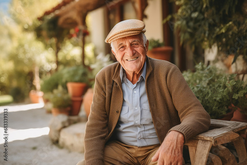 Aged Elegance: Happy Man in Casuals