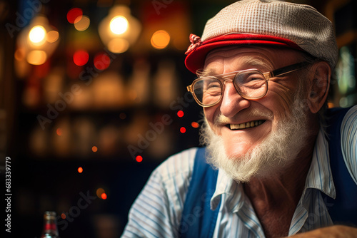 Elderly Gentleman Embracing Joy: Candid Portrait