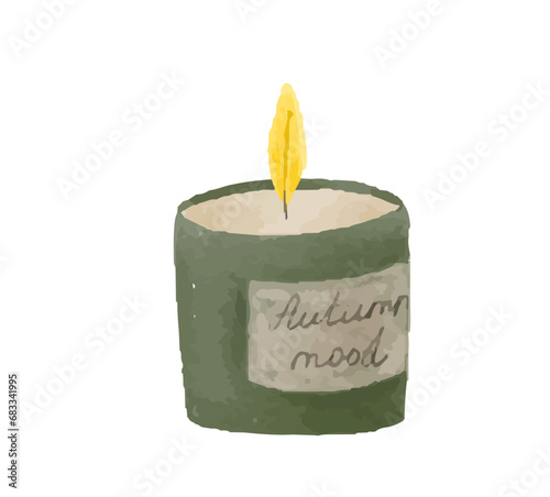Hand painted vector candles clip art. Isolated element. burning paraffin candle.