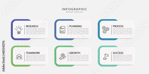 Infographic template. 6 Step timeline journey, Flat simple infographics design template. presentation graph. Business concept with numbers 6 options or steps vector illustration.