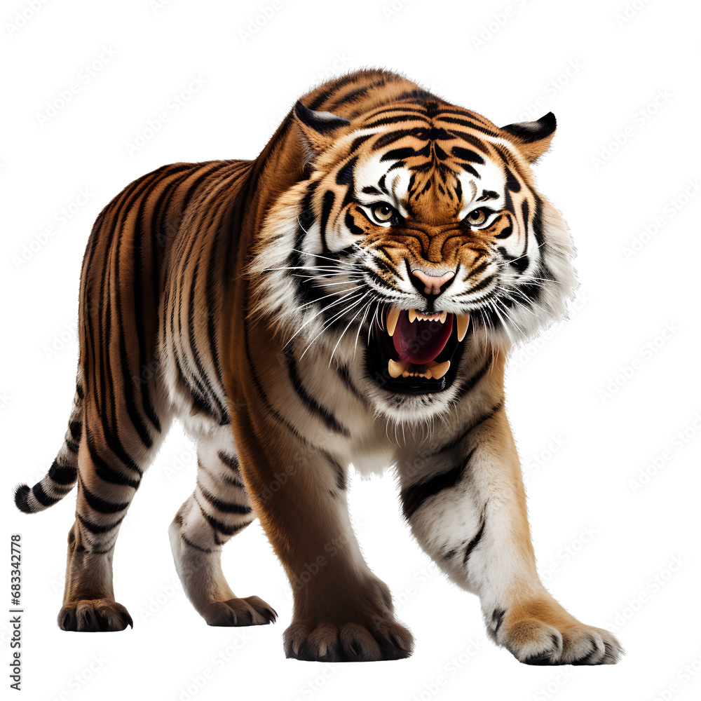 tiger On a transparent background PNG for easy decorating your projects.