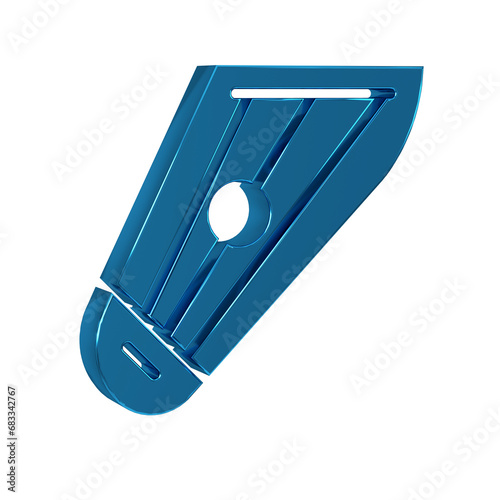 Blue Musical instrument kankles icon isolated on transparent background.