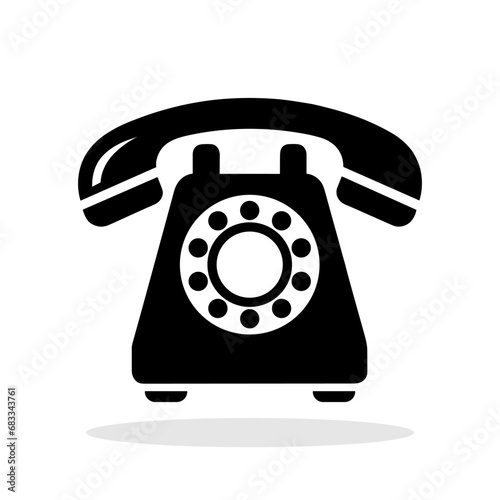 Phone icon. Classic black rotary telephone icon. Communication concept
