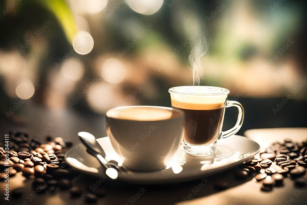 cup of coffee with beans cup of coffee with beans