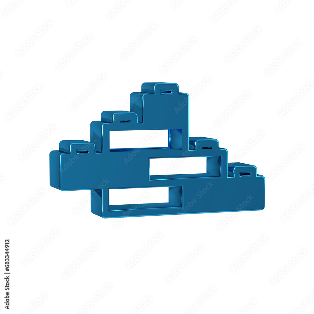 Blue Toy building block bricks for children icon isolated on transparent background. Blue Toy building block bricks for children icon isolated on transparent background.