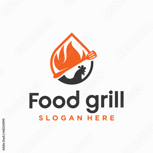 collection of barbecue restaurant logos Hot Girl Logo spicy food vector