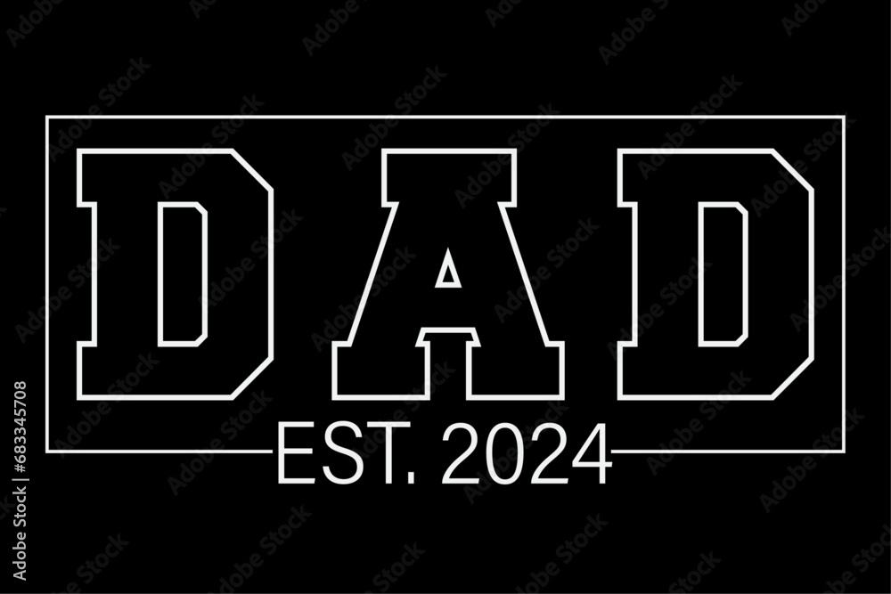 Dad Est 2024 First Fathers Day 2024 Promoted to Daddy Funny Shirt