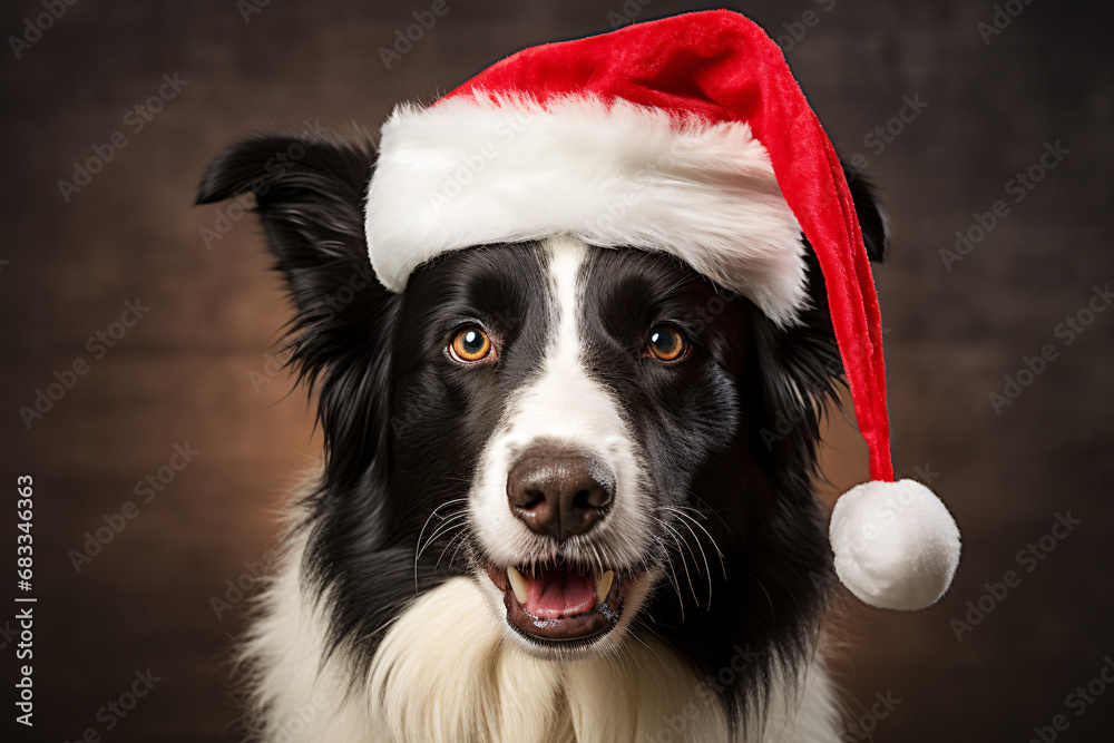 Dog with christmas hat