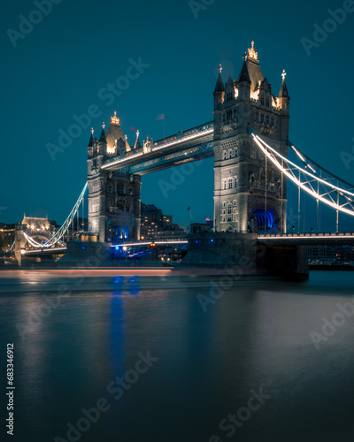 The tower bridge in London at night